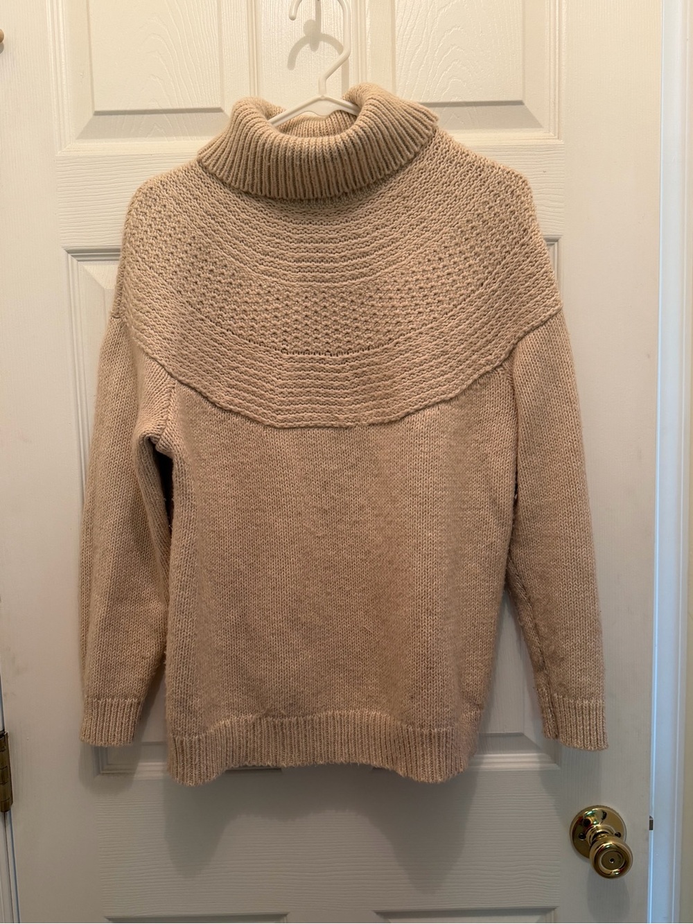 J. Jill Beige/Tan Cowlneck Textured Yoke Sweater